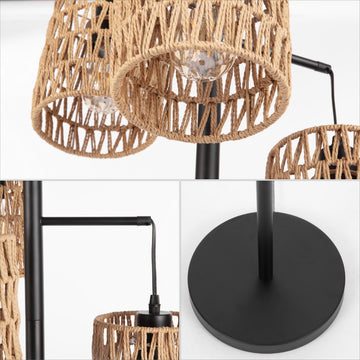 Isla 70.75" 3-Light Mid-Century Bohemian Metal/Rope LED Floor Lamp - JONATHAN Y